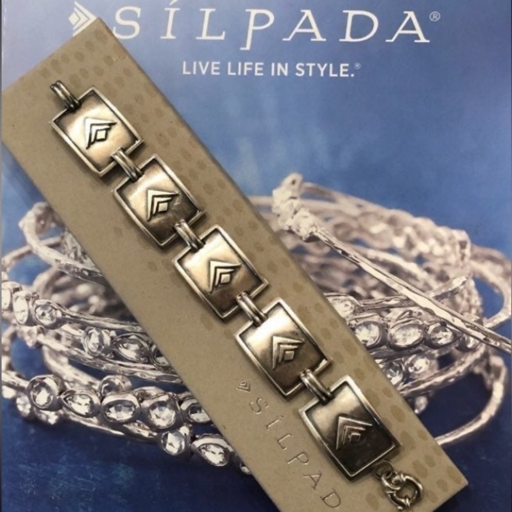 Exclusive Silpada Sterling Silver Logo Signature Link Bracelet
